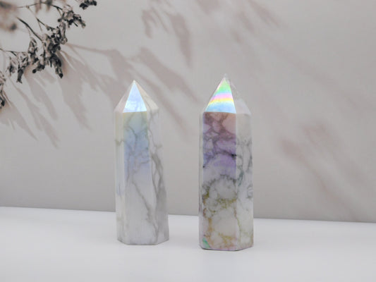Aura Howlite Crystal Point