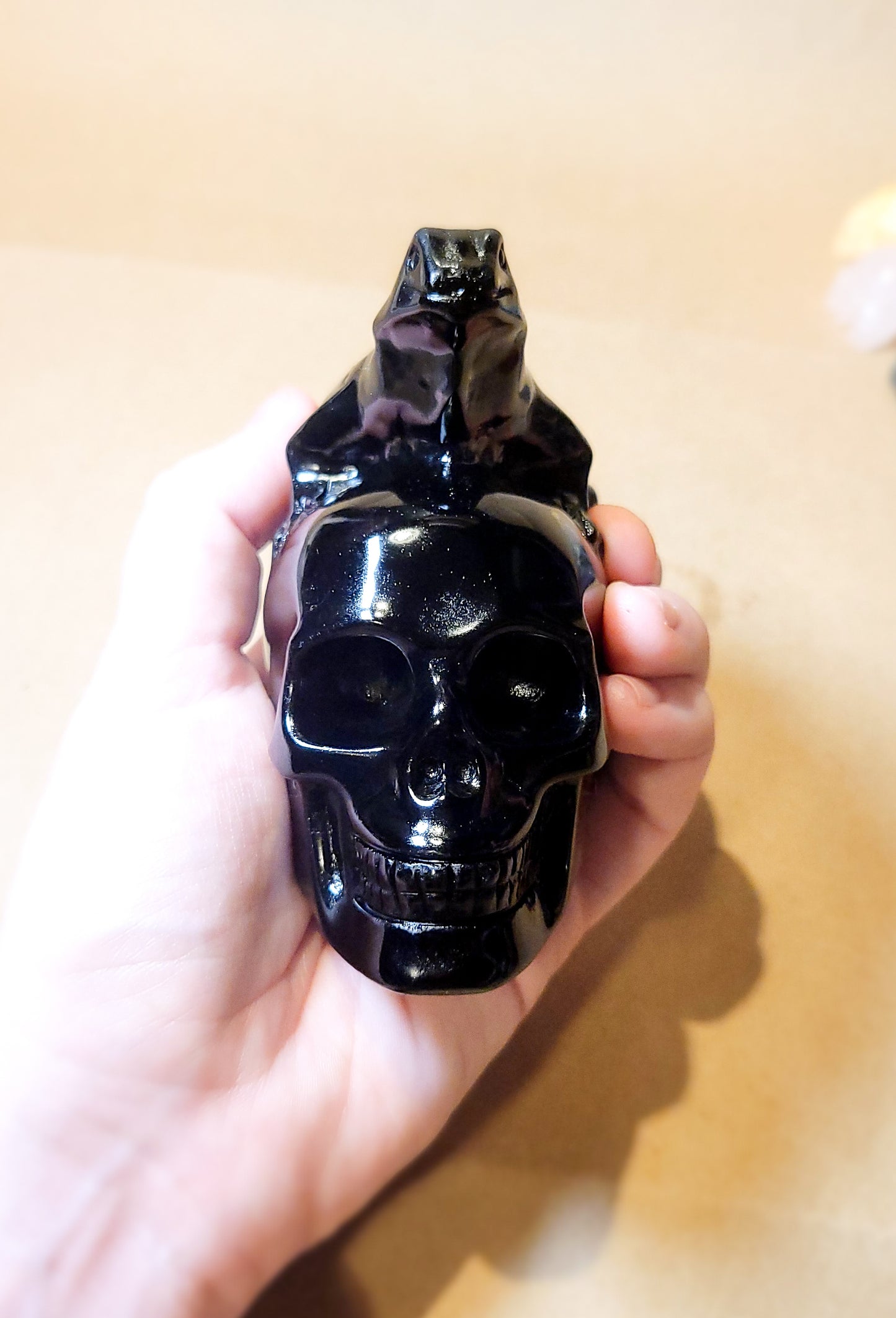 Black Obsidian Lizard Skull