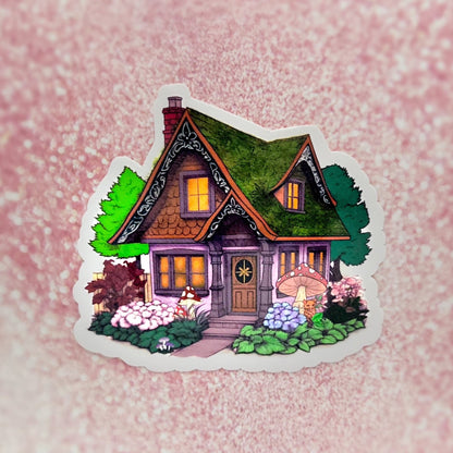 Magic Mushroom Cottage Sticker