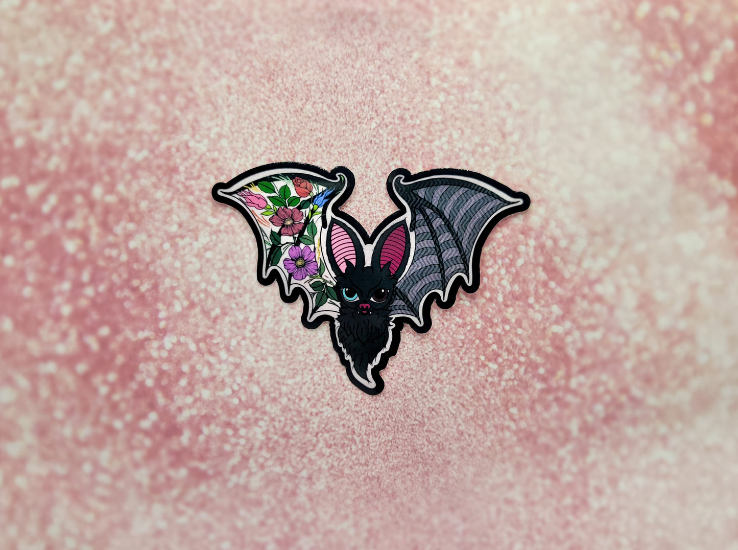 Floral & Black Bat Sticker