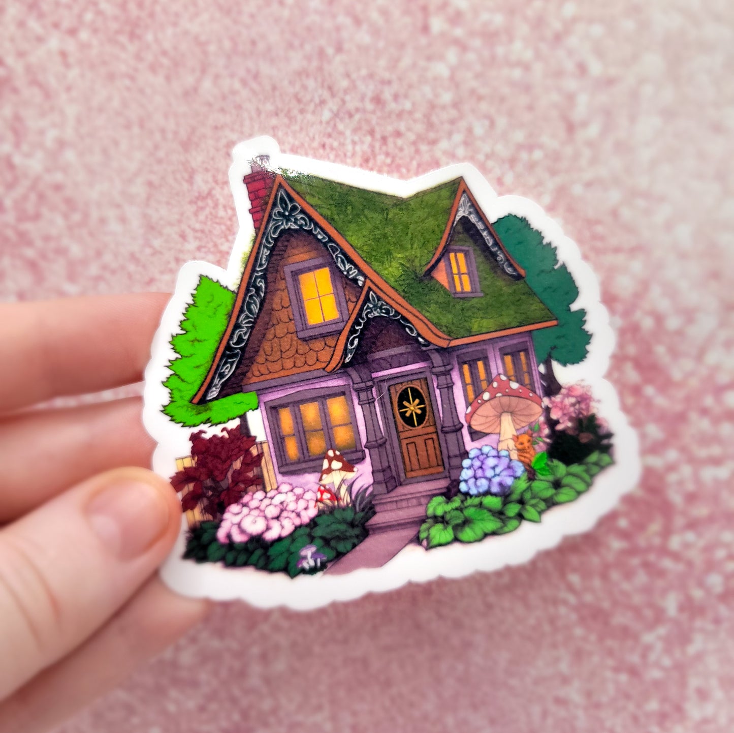 Magic Mushroom Cottage Sticker