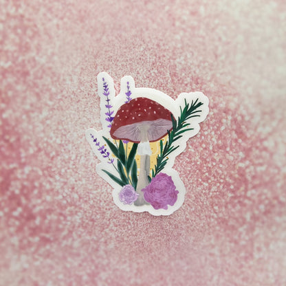 Mushroom Floral Water-Resistant Sticker