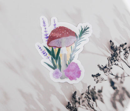 Mushroom Floral Water-Resistant Sticker