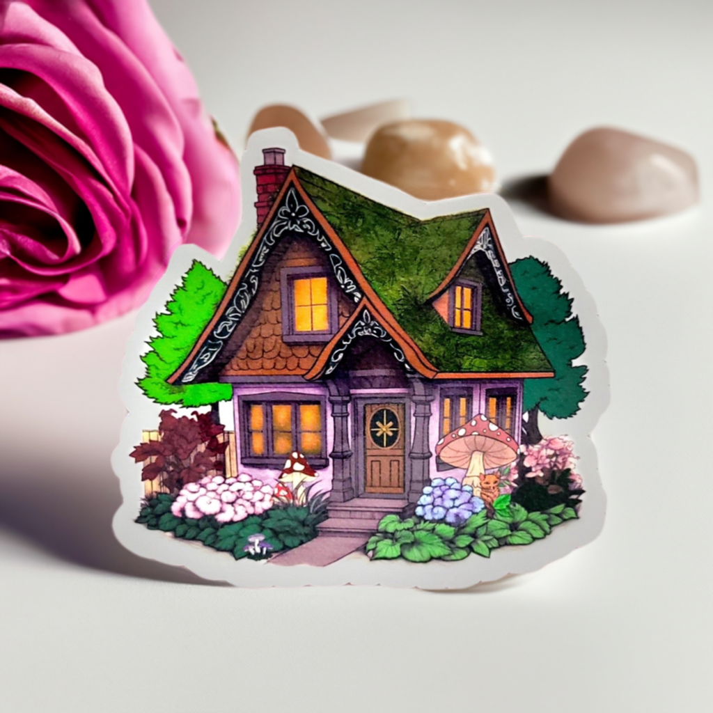 Magic Mushroom Cottage Sticker