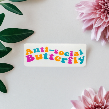 Anti-Social Butterfly Water-Resistant Sticker