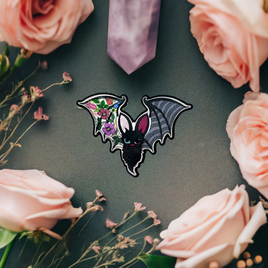 Floral & Black Bat Sticker