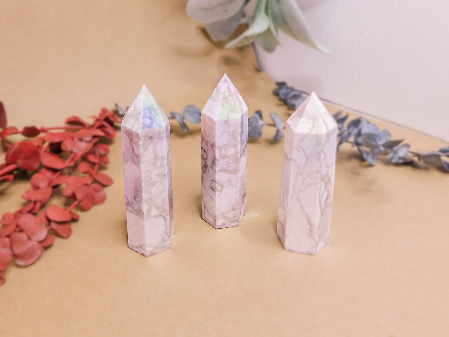 Aura Howlite Crystal Point